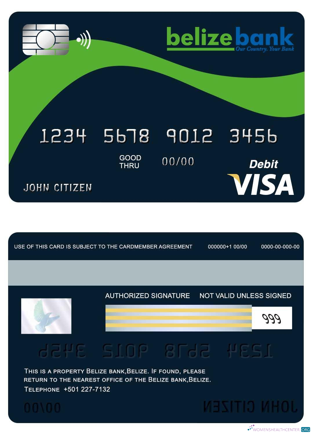 Download Belize Belizebank visa card Photoshop template